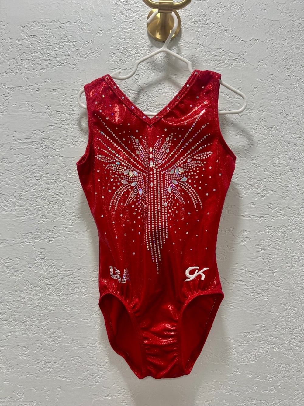 USA red GK gymnastics leotard size child large